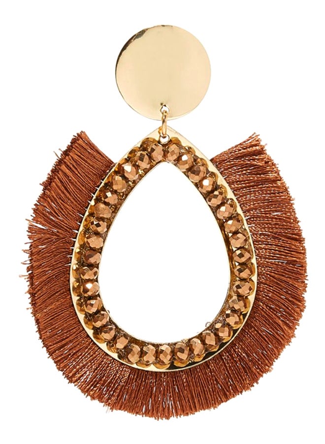YUEJIN - Tear Drop Tassel Earrings - Image 1