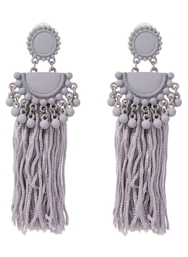 يويجين أقراط متدلية مزينة بالخرز وشرابة . - Image 1