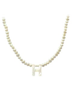 10 Karat Gold With Pearls Strand Letter H Necklace