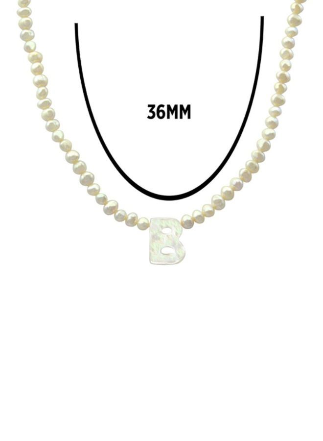 Vera Perla Pearl Beads B Letter Pendant Necklace  - Image 2