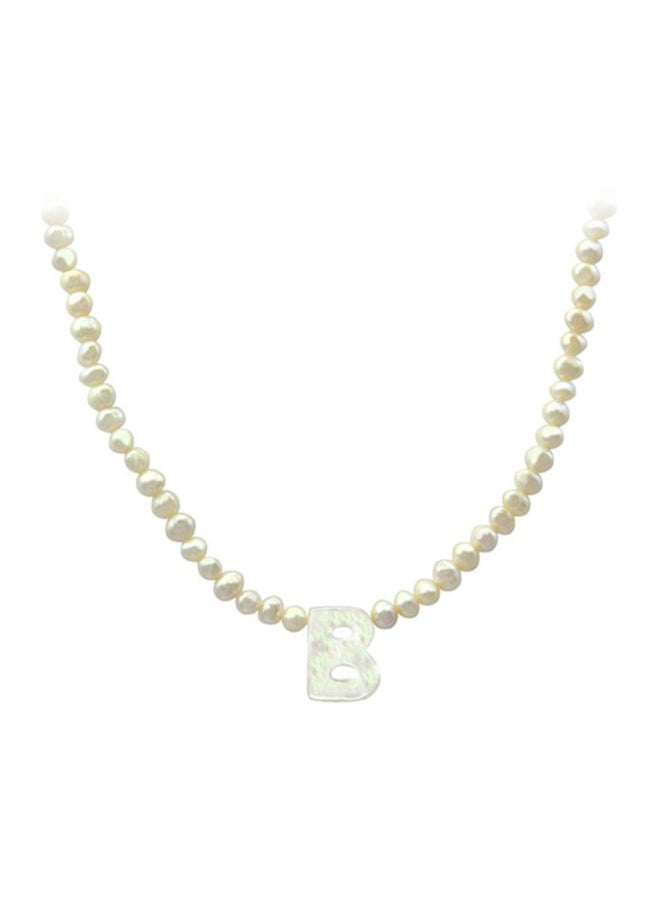 Vera Perla Pearl Beads B Letter Pendant Necklace  - Image 1