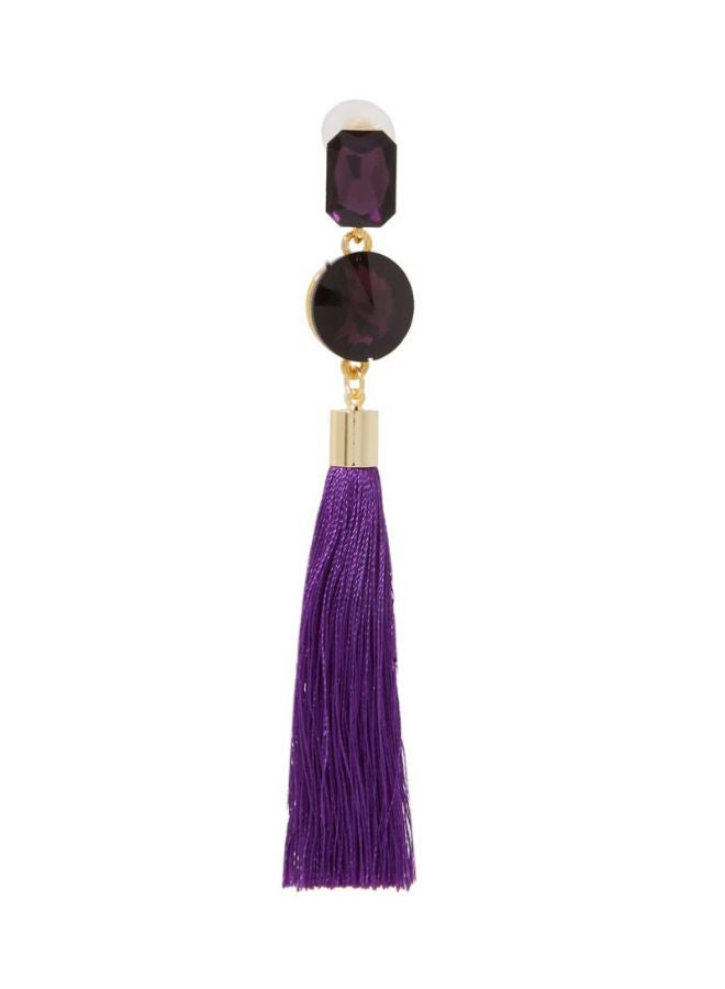 YUEJIN - Crystals And Tassel Design Earrings - Image 1