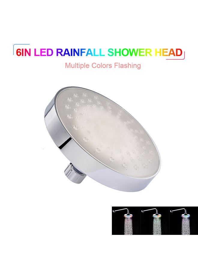 رأس دش دائري بإضاءة LED متغيرة اللون تلقائياً فضي / شفاف 6بوصة - Image 2