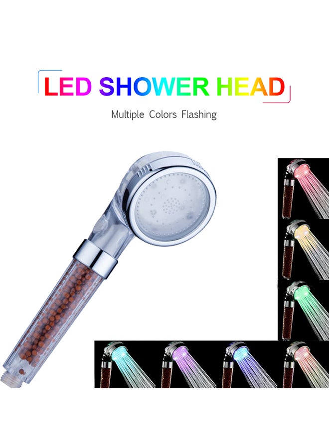 Ionic Filter Automatically Colour-Changing LED Shower Head Brown/Clear/Silver 26cm - Image 2