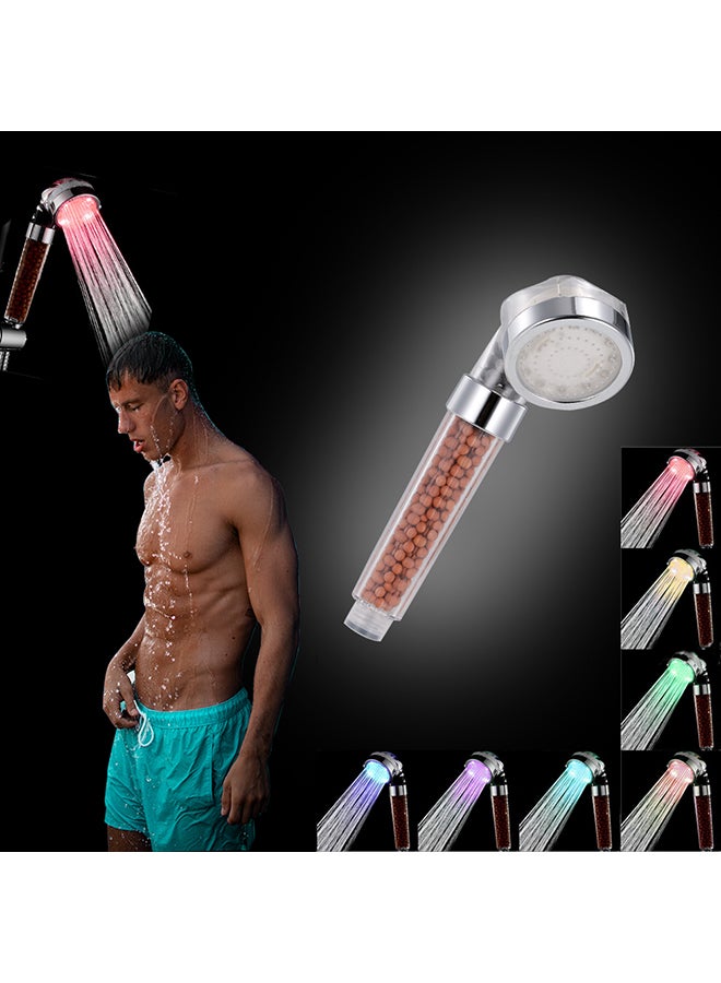 Ionic Filter Automatically Colour-Changing LED Shower Head Brown/Clear/Silver 26cm - Image 3