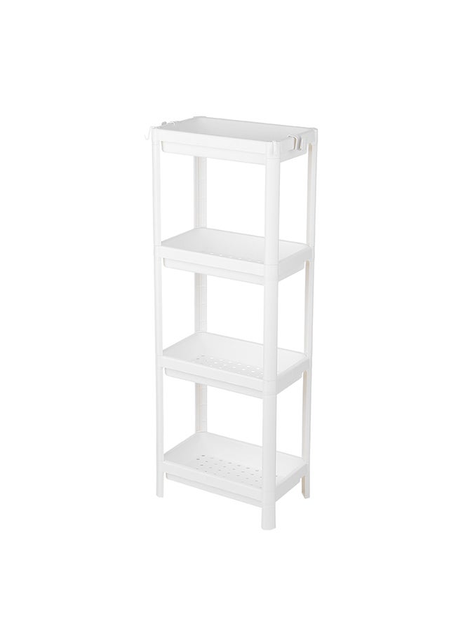 4-Tier Hollow Frame Bathroom Organizer Storage Rack White 114.5 x 34.5cm  - Image 1