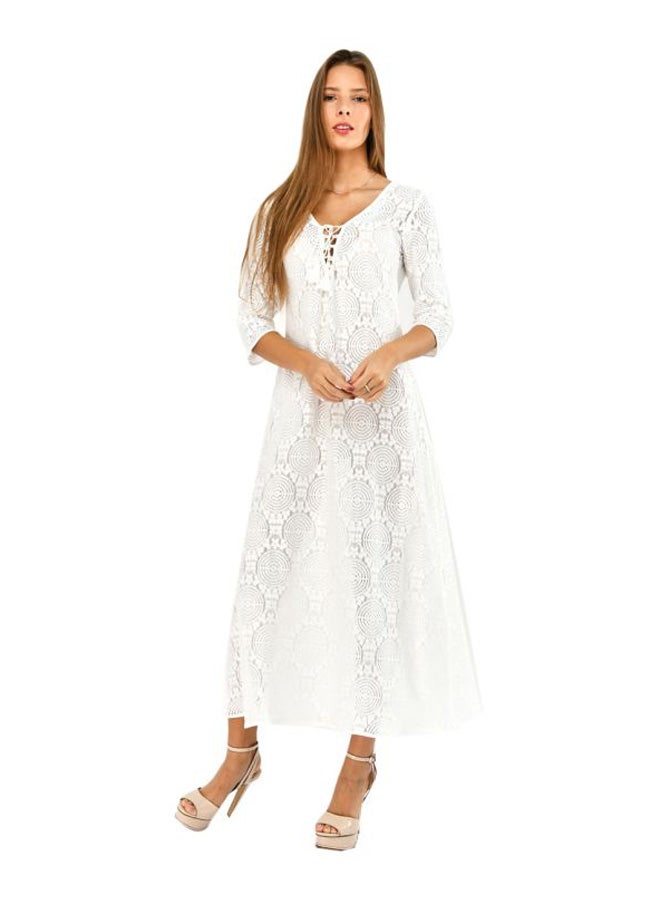 Miss Penny - Plunge Neck Detailed Maxi Dress White - Image 1