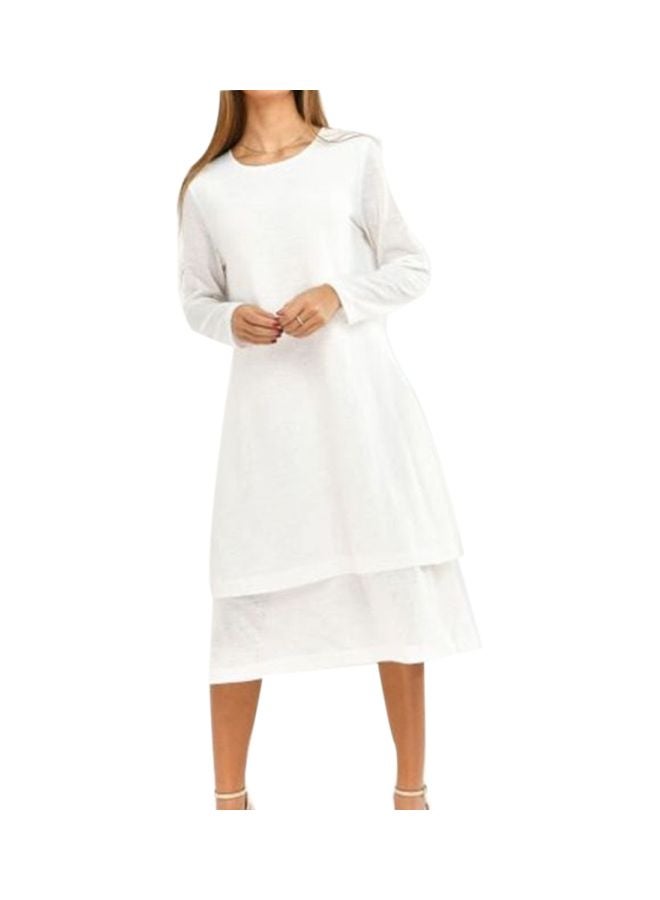 Miss Penny - Round Neck Midi Dress White - Image 1