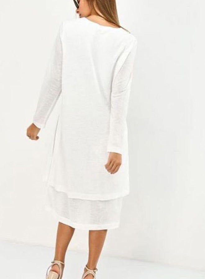Miss Penny - Round Neck Midi Dress White - Image 1