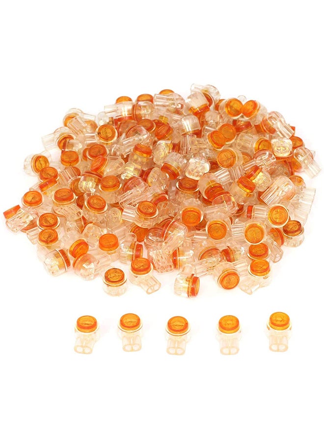 200-Piece Waterproof Telephone Line Connectors Orange/Clear