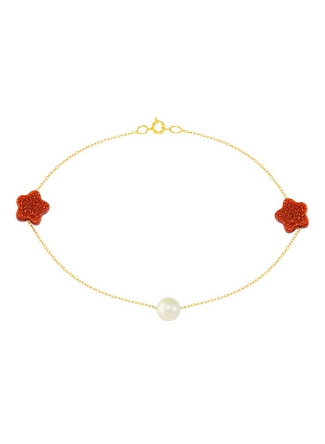 Vera Perla 18K Gold Sunstones and Pearl Star Bracelet  - Image 1