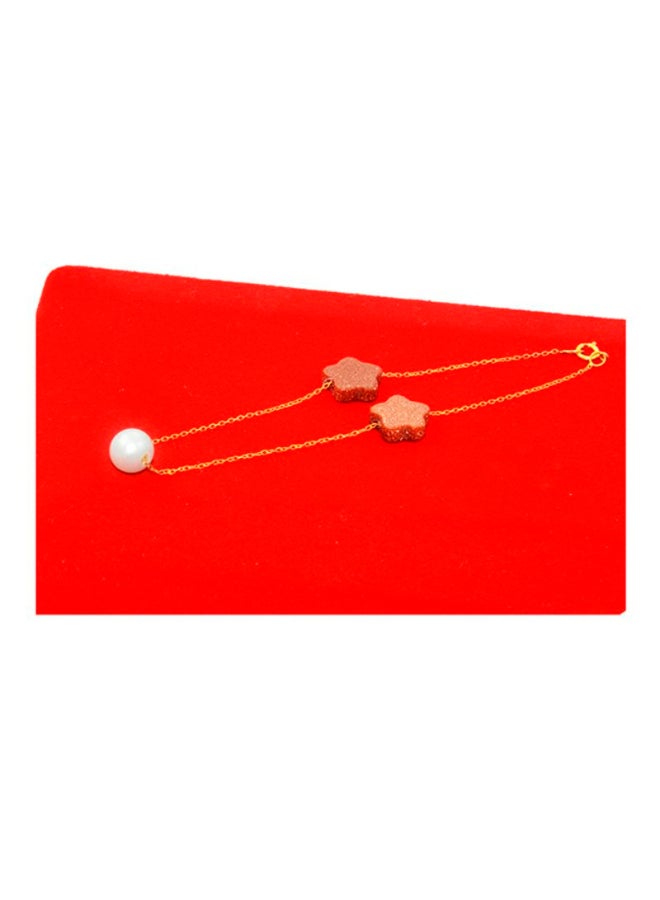 Vera Perla 18K Gold Sunstones and Pearl Star Bracelet  - Image 2