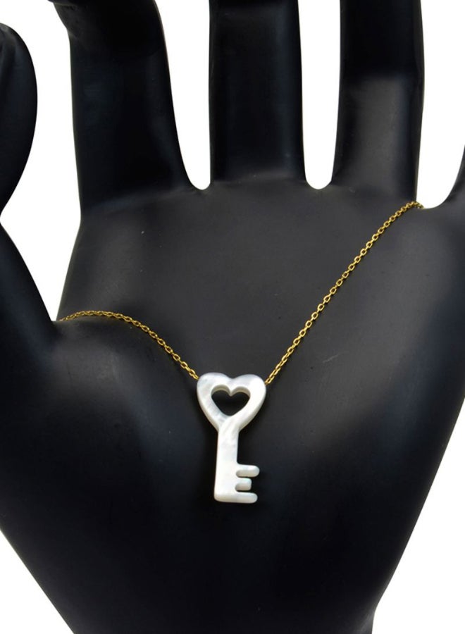 Vera Perla - 18 Karat Gold Key Design Mother Of Pearl Chain Bracelet - Image 1
