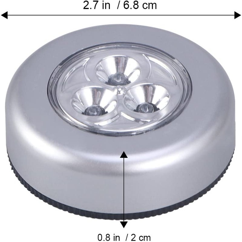 Generic - 6-Piece LED Battery-Powered Wireless Stick-On Push Light Set Silver 6.8cm - Image 1