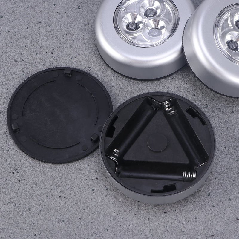 Generic - 6-Piece LED Battery-Powered Wireless Stick-On Push Light Set Silver 6.8cm - Image 1