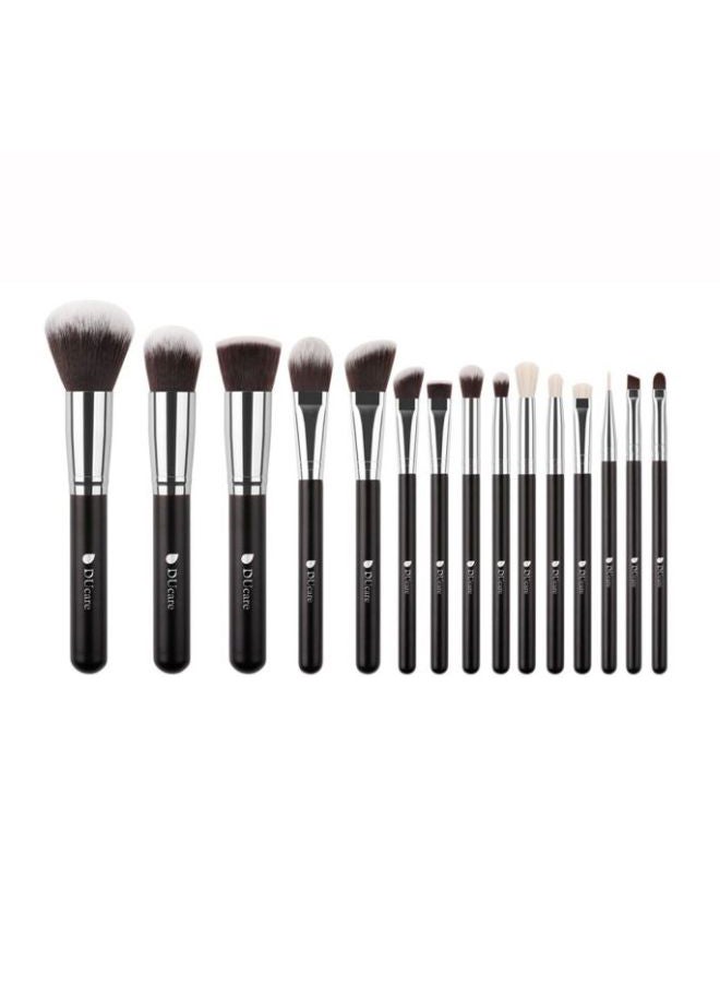 QiaoKai 15-Piece Professional Cosmetic Makeup Brush Set Black  - Image 1