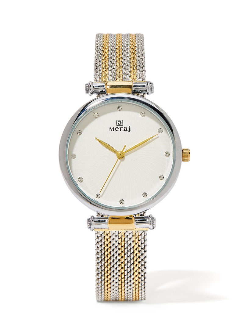 MERAJ Women's Mesh BAnd Analog - 32 mm - Dual Tone - Image 1