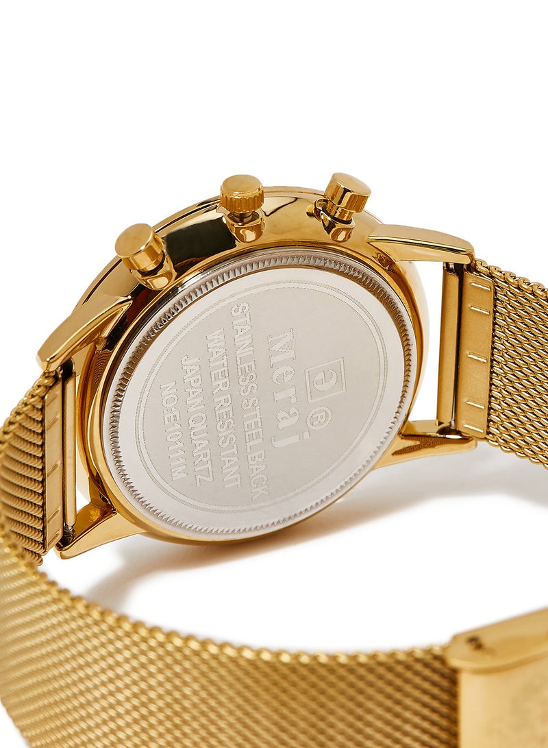 MERAJ Men's Chronograph Analog Watch - 42 mm - Gold - Image 3