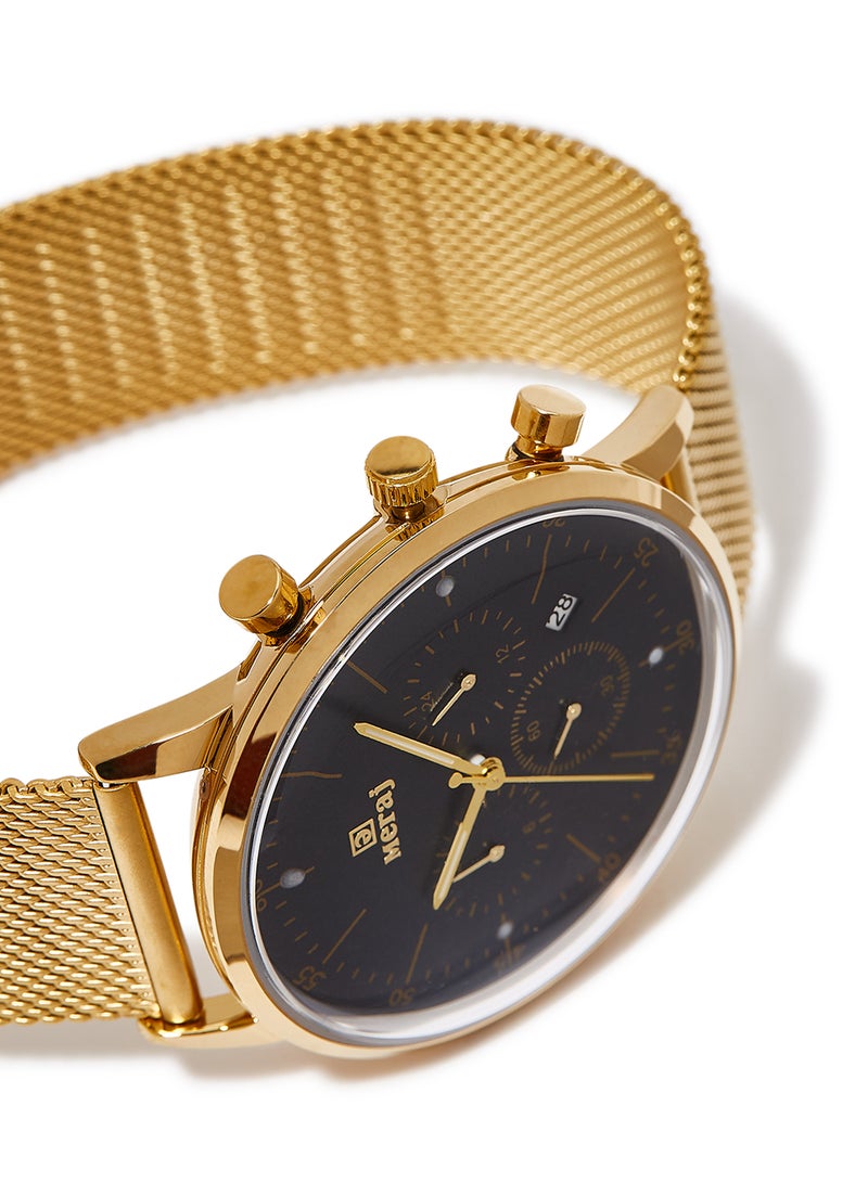 MERAJ Men's Chronograph Analog Watch - 42 mm - Gold - Image 2