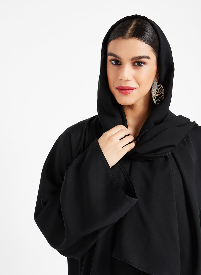 ROZA Chiffon Stone Hand Work Abaya black  - Image 3