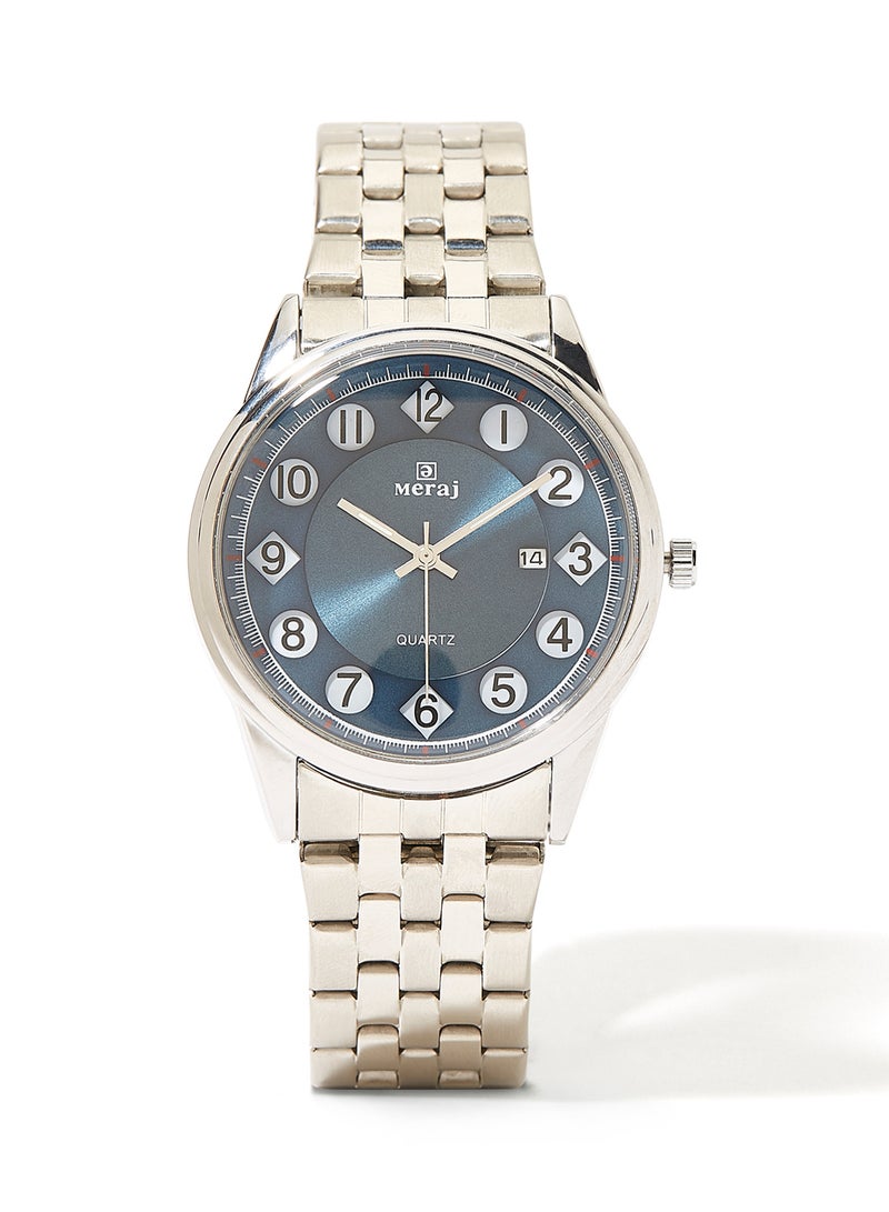 MERAJ Men's Fashion Octave Analog Watch - 42 mm - Silver - Image 1