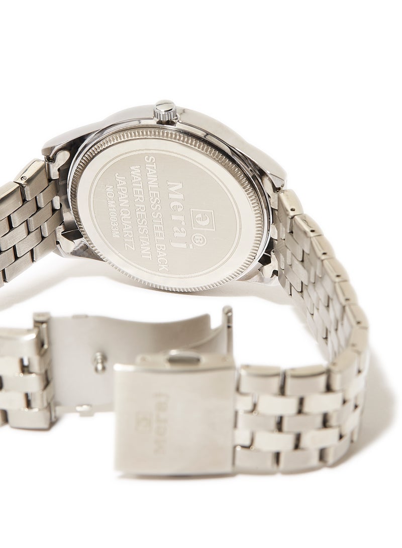 MERAJ Men's Fashion Octave Analog Watch - 42 mm - Silver - Image 3