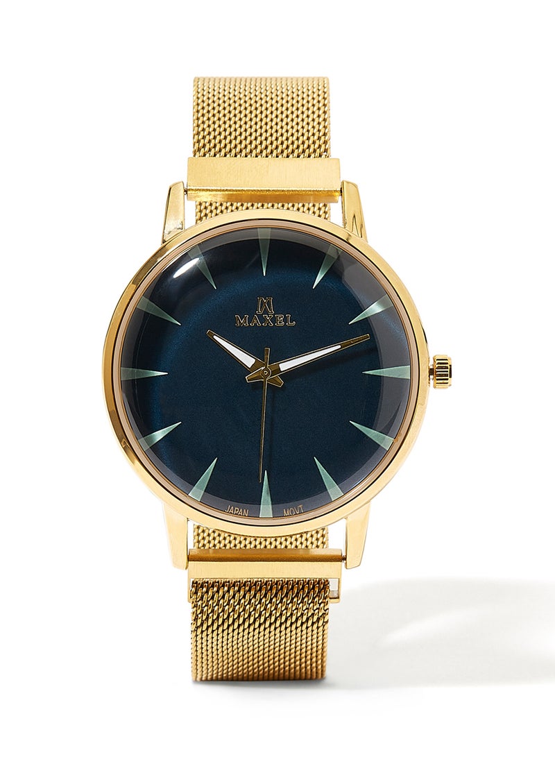 ماكسل ساعة يد بعقارب وإضاءة مغناطيسية - قياس 42 مم - لون ذهبي للرجال - Image 1