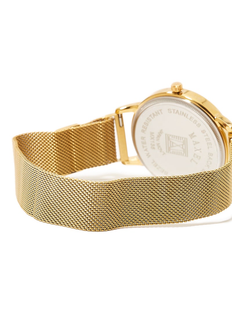 ماكسل ساعة يد بعقارب وإضاءة مغناطيسية - قياس 42 مم - لون ذهبي للرجال - Image 3