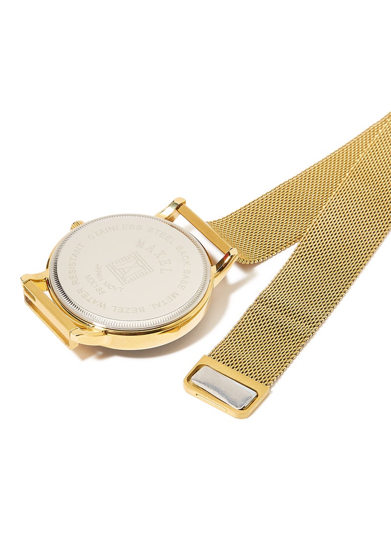 ماكسل ساعة يد بعقارب وإضاءة مغناطيسية - قياس 42 مم - لون ذهبي للرجال - Image 4