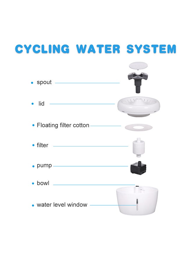 Generic Automatic Pet Water Fountain White 20.5x20.5x15.3cm  - Image 2