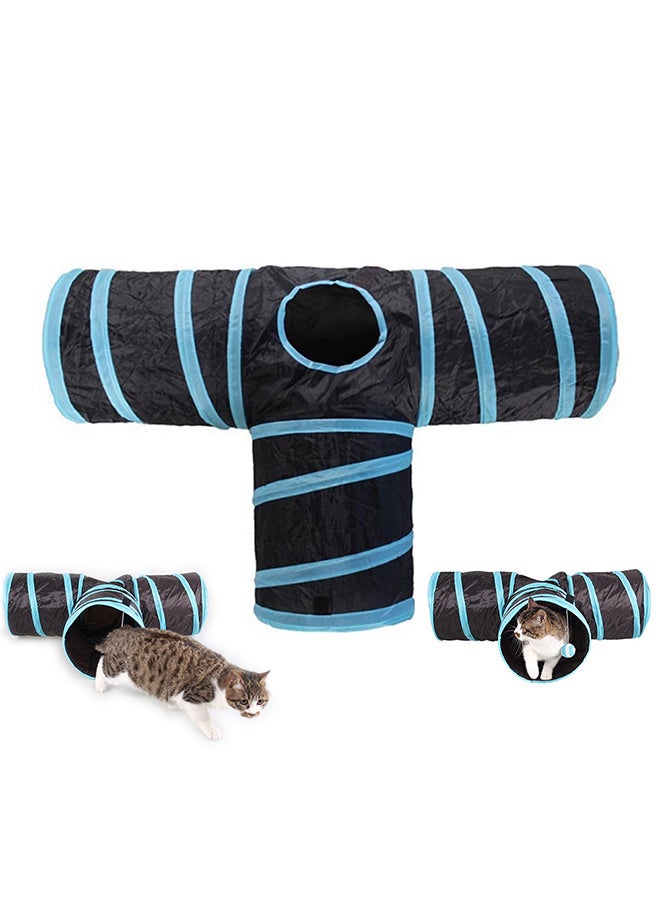 Indoor Cat Tunnel 3 Way Pet Toys Black 15x3x3cm - Image 2