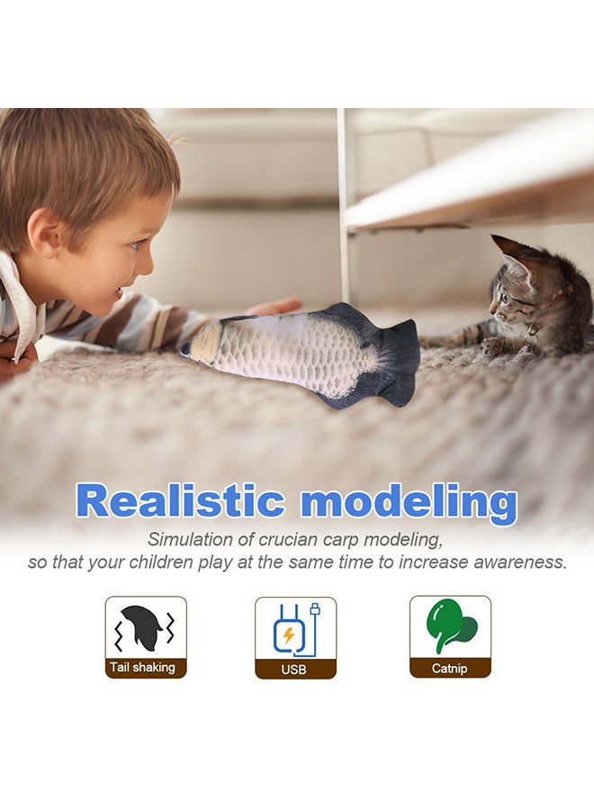 Electric Moving Kicker Simulation Fish Toy Silver 30x15x2cm - Image 3