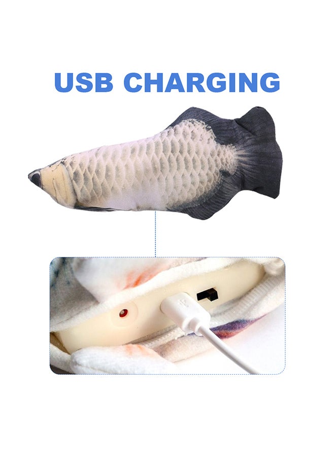 Electric Moving Kicker Simulation Fish Toy Silver 30x15x2cm - Image 4