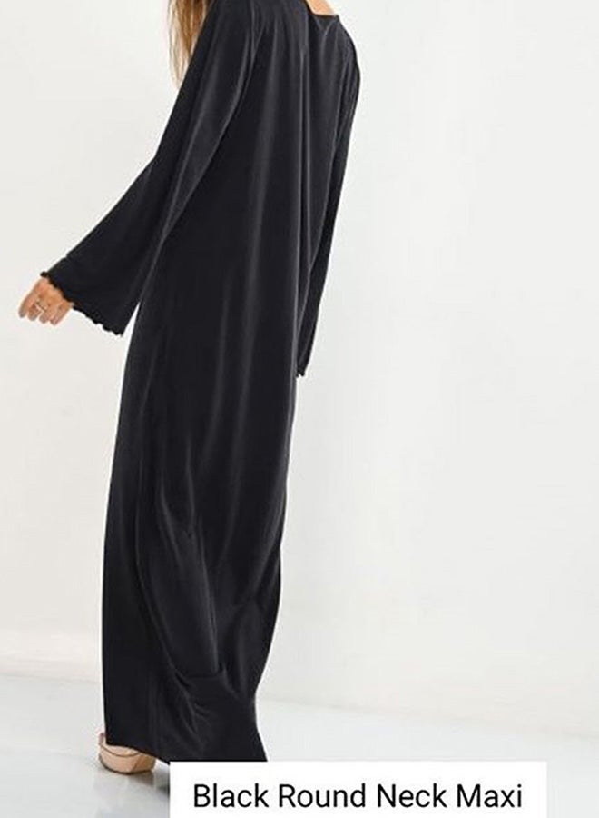 Miss Penny - Round Neck Maxi Dress Black - Image 1