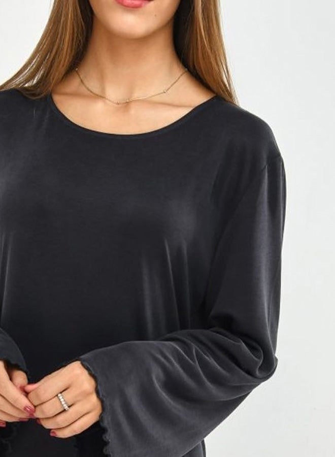 Miss Penny - Round Neck Maxi Dress Black - Image 1