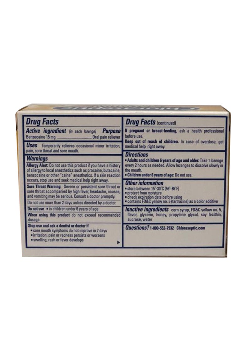 Chloraseptic Sore Throat Lozenges LC - Honey Lemon 18 Tablets  - Image 2