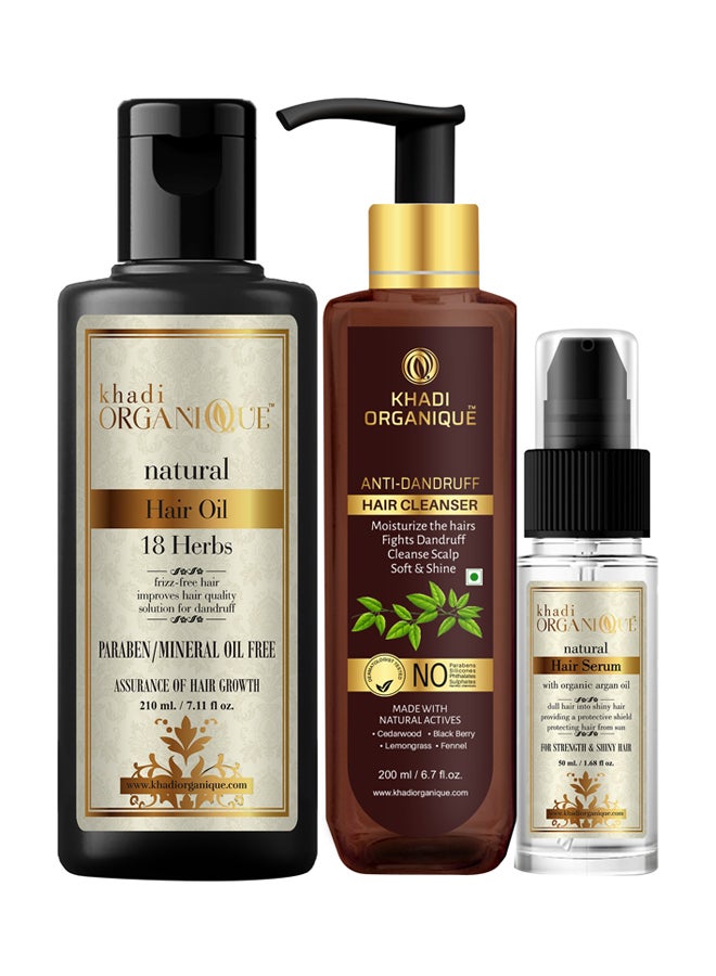 كادي أورجانيك مجموعة مكونة من 3 عبوات سيروم للشعر وشامبو مضاد للقشرة وزيت للشعر يحتوي على 18 نوعا من الأعشاب 460ملليلتر - Image 1