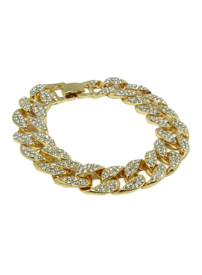 QiaoKai 24 Karat Gold Pleated Hip Hop Bracelet 