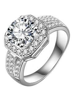 18 Karat White Gold Plated Silver Ring With Zircon