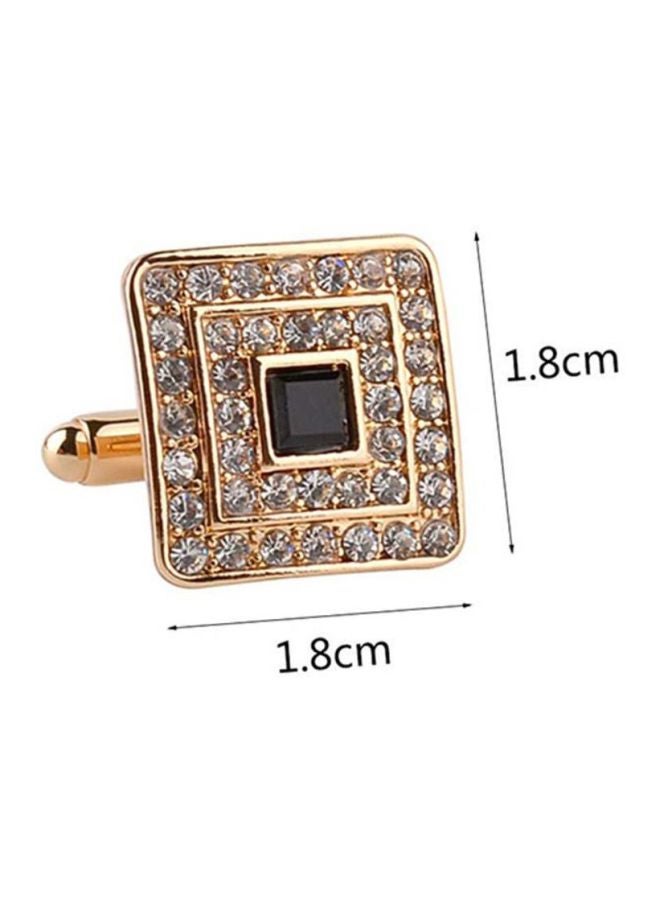 QiaoKai - Alloy Square Cufflinks With Rhinestone - Image 1