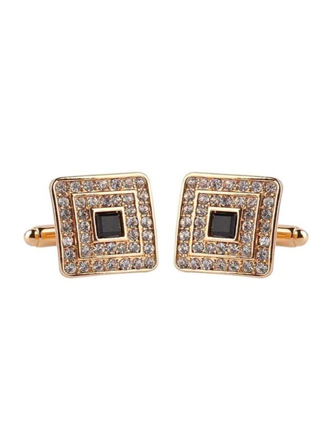 QiaoKai - Alloy Square Cufflinks With Rhinestone - Image 1