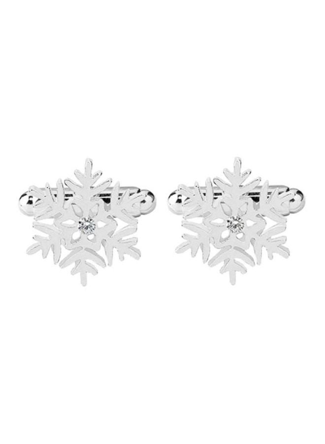 QiaoKai Snowflake Pattern Stylish Cufflinks  - Image 1