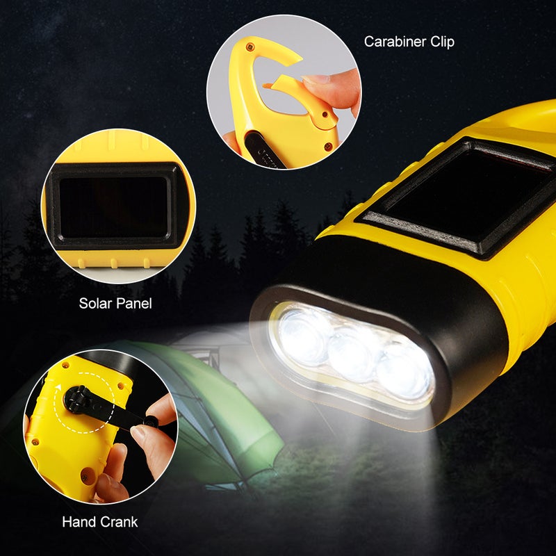 Generic Hand Crank Solar Powered Rechargeable Flashlight 13.0x5.5x3.7cm - Image 4