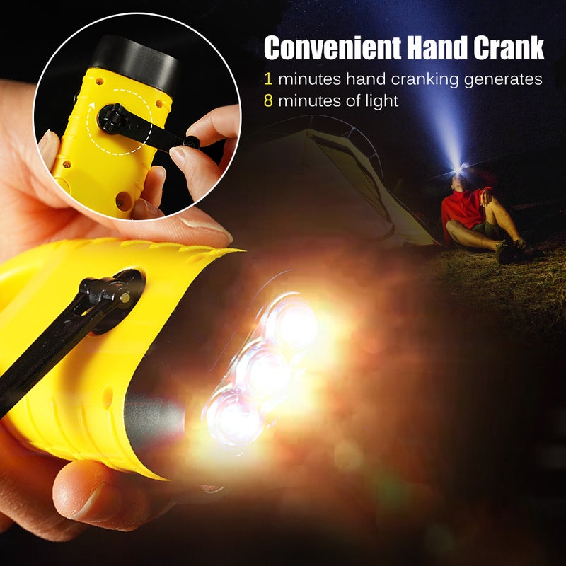 Generic Hand Crank Solar Powered Rechargeable Flashlight 13.0x5.5x3.7cm - Image 2