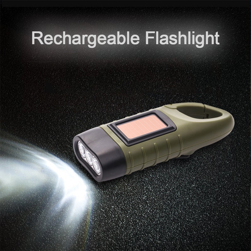 Generic Hand Crank Solar Powered Rechargeable Flashlight 13.0x5.5x3.7cm - Image 5