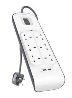 belkin 6-Outlet Surge Protection Power Strip White/Black 