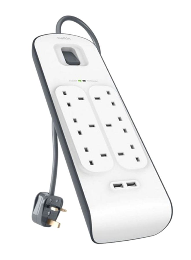 belkin 6-Outlet Surge Protection Power Strip White/Black 