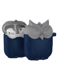 Cute Owl Protective Case For Apple AirPods Blue/White