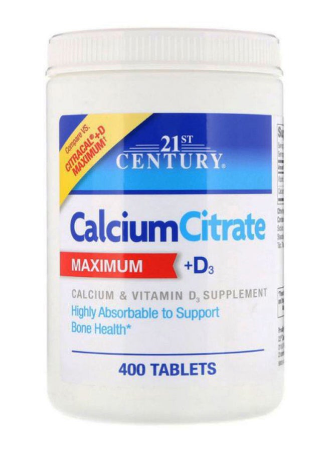 أقراص سترات الكالسيوم مع فيتامين D3 بمفعول فائق للعظام والمفاصل، 400 قرص