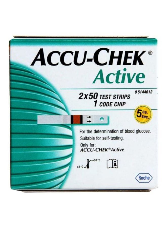 ACCU-CHEK 100-Piece Active Glucose Test Strips Set 